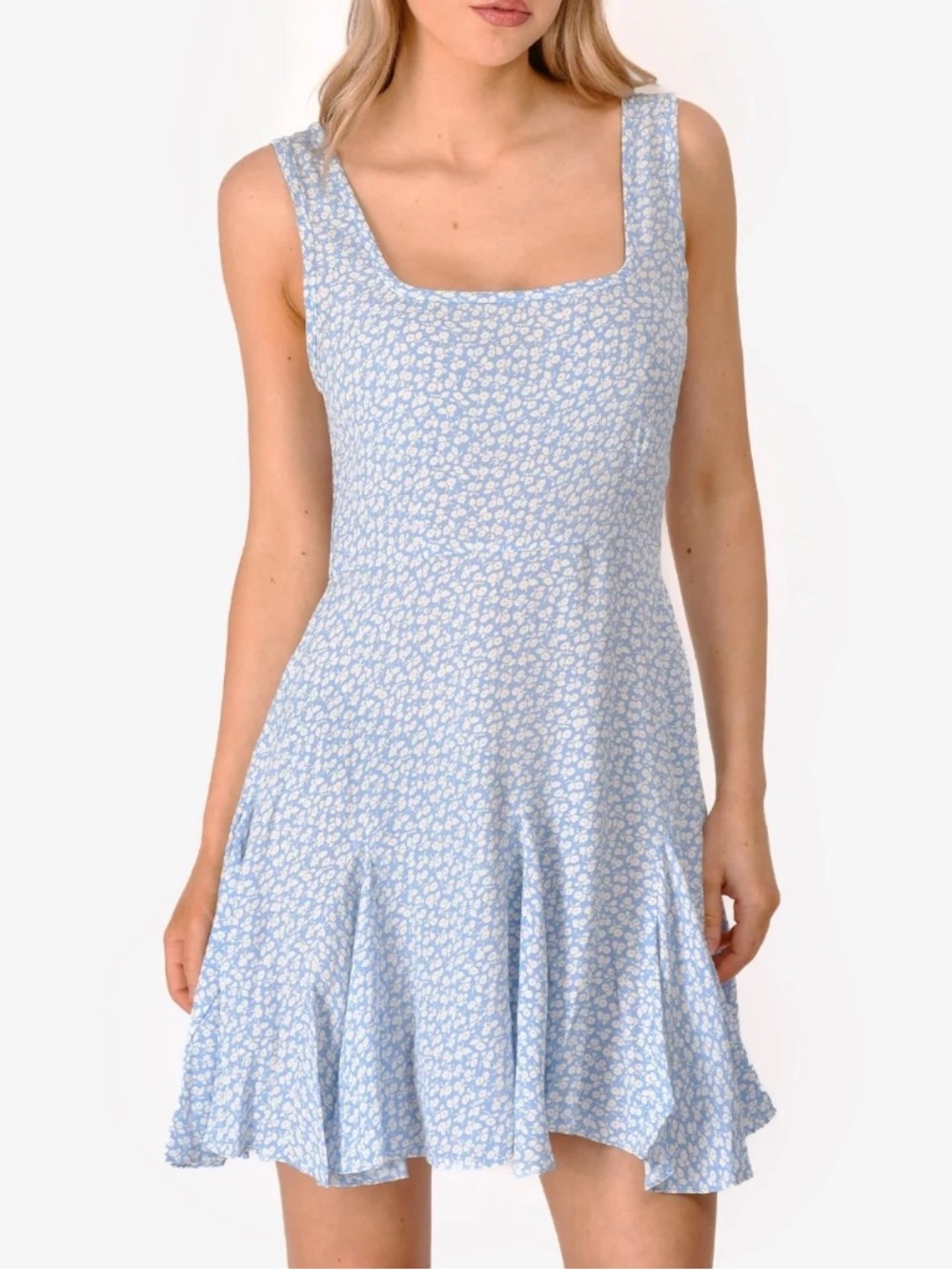 NWT DOEN Porto Cerulean Hillside Bloom Ditsy Floral Blue Sun Mini Dress XS